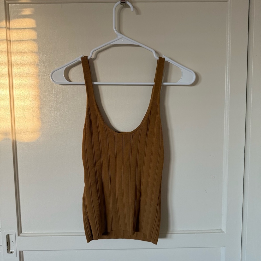 J. Crew Tan Ribbed Tank Top - Picture 3 of 3